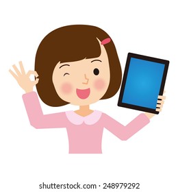Girl to have a tablet
