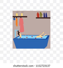 Girl having bath vector icon isolated on transparent background, Girl having bath logo concept