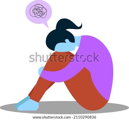 girl having depression, vector graphic illustration, flat illustration for medical  , mental healthy