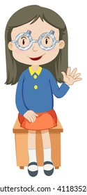 Girl having eyes checked illustration