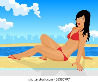 girl having fun at the beach