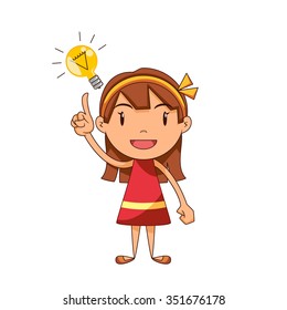 Girl having an idea, vector illustration