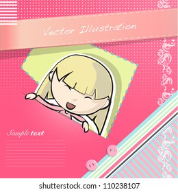 Girl having a look on post letter. Vector illustration.