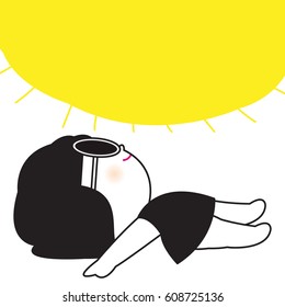 Girl Having A Sunshine Day Concept Card Character illustration