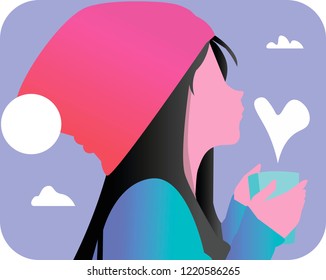 Girl is having tea