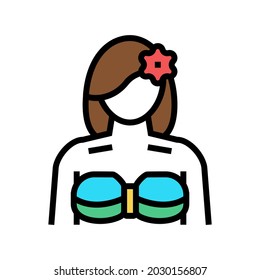 girl hawaiian color icon vector. girl hawaiian sign. isolated symbol illustration