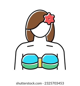 girl hawaiian color icon vector. girl hawaiian sign. isolated symbol illustration