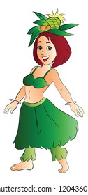Girl in Hawaiian Costume, vector illustration