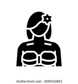 girl hawaiian glyph icon vector. girl hawaiian sign. isolated contour symbol black illustration