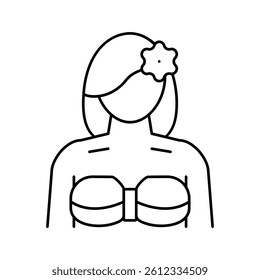 girl hawaiian line icon vector. girl hawaiian sign. isolated contour symbol black illustration