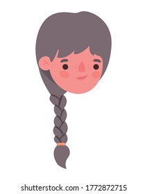 Girl head cartoon design, Kid childhood little people lifestyle casual person cheerful and cute theme Vector illustration