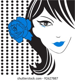 girl head with flower. vector