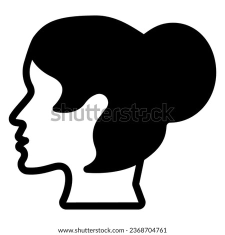 Girl head, hair bun solid icon, hairdresser salon concept, hair bun vector sign on white background, hair bun glyph style for mobile concept and web design. Vector graphics