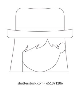 Girl head with hat icon. Female avatar person people and human theme. Isolated design. Vector illustration