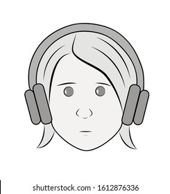 girl head icon. girl in the headphones. flat design. vector illustration.