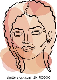 girl head line art digital illustration vector print