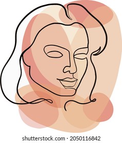 girl head line art digital illustration vector print