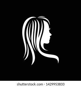 Girl head silhouette simple vector and symbol