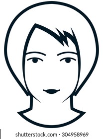 Girl head vector female face head illustration isolated on white