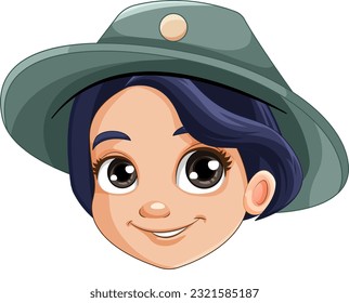 Girl Head Wearing Hat Cartoon