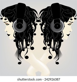 Girl with headphone