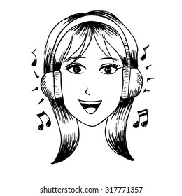 girl with headphone