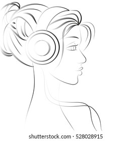 Girl with headphones and music