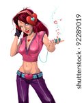 girl with headphones vector illustration