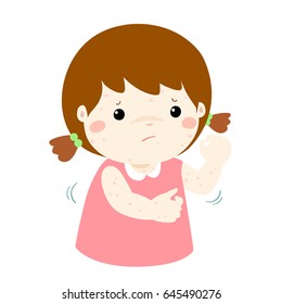 Girl with health problem allergy rash itching vector.
