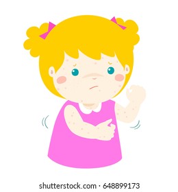 Girl with health problem allergy rash itching vector.