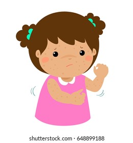 Girl with health problem allergy rash itching vector.