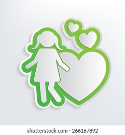 Girl and heart design, vector