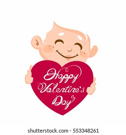 girl with heart happy valentines day