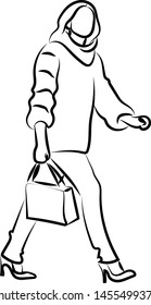 Girl in heels, illustration, vector on white background.