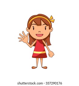 Girl hello gesture, vector illustration