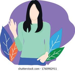 girl hello vector flat illustration