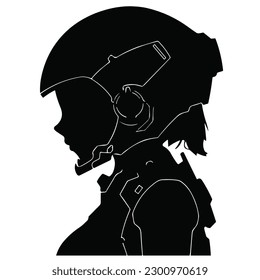 Girl with Helmet Silhouette Vector