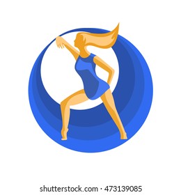The girl with the help of dance creates harmony. Vector illustration