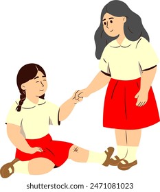 a girl is helping another girl with her hand