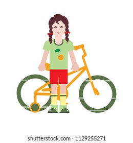 Girl and her bike. Sport and active leisure. 