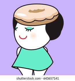 Girl With Her Donut Head Concept Card Character illustration