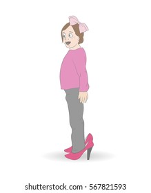 girl in her mother's shoes. vector illustration