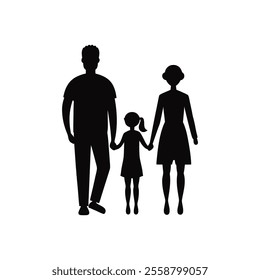 Girl with her parents vector design