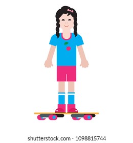 Girl and her skateboard. Sport and active leisure. 