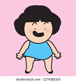 Girl With Her Surprised Amazed Gesture And Facial Expression Concept Card Character illustration