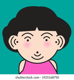 Girl With Her Wifi Signal Icon Face. Wireless Symbol. Connection, Internet, Network Concept Card Character illustration