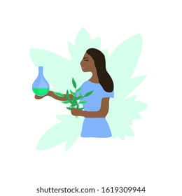 Girl and herbal medicine vectori illustration