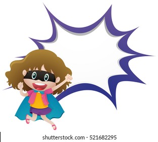 Girl hero and splash template illustration