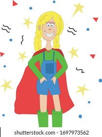 the girl in the hero's costume