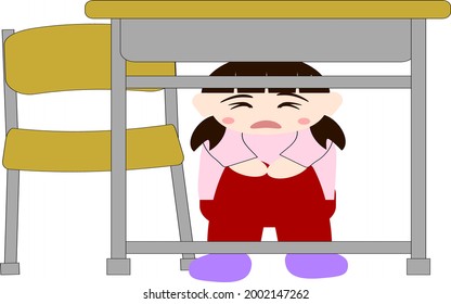 Girl Hiding Under The Desk